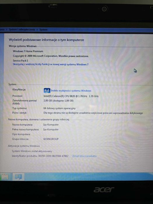 Laptop Acer 320Gb 2GB Ram Win7 15,6"