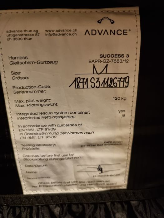 Uprząż paralotniowa SUCCESS 3