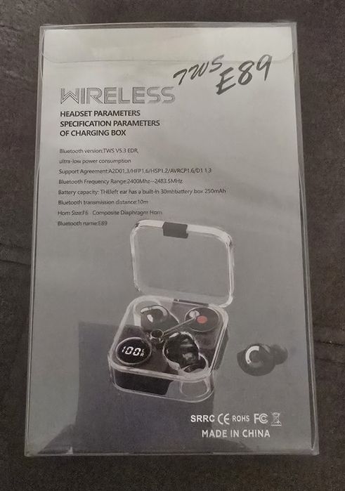 bezprzewodowe słuchawki douszne, gramofon , E89 TWS.