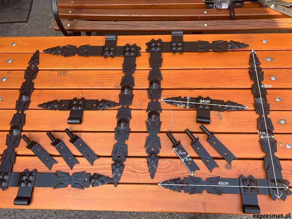 Zawias pasowy KUTY 80cm + hak Zawiasy do drzwi zasuwa RETRO klamka kut