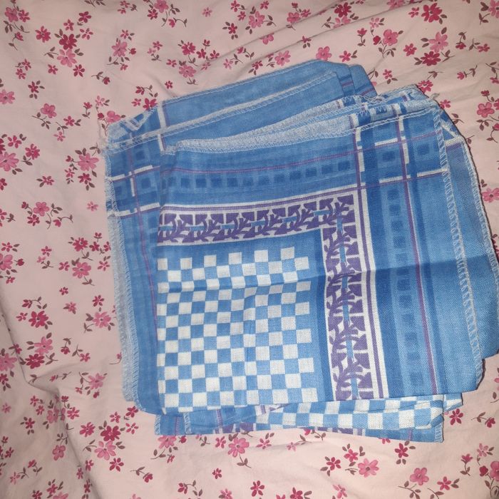 Носовой платок 6 штук набор голубой синтетика мужской