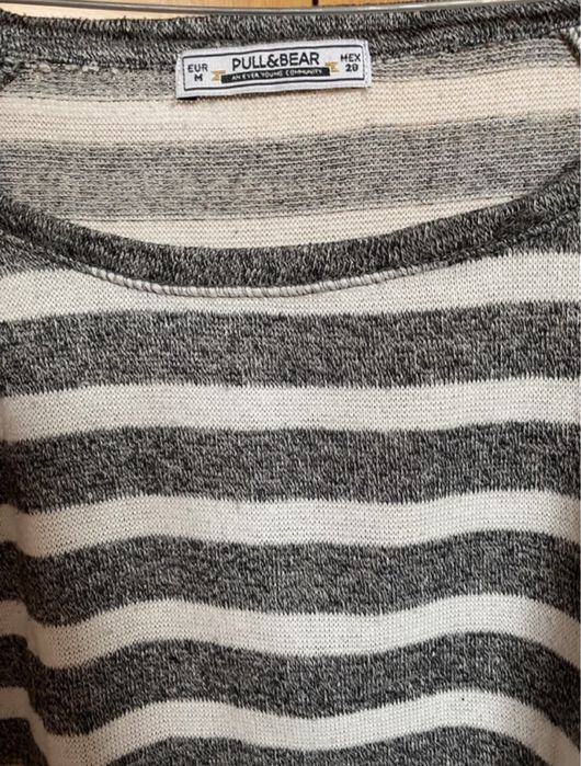 Camisola Riscas Branca e Cinzenta