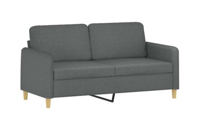 vidaXL Sofa 2-osobowa, ciemnoszara, 140 cm, tapicerowana tkaniną