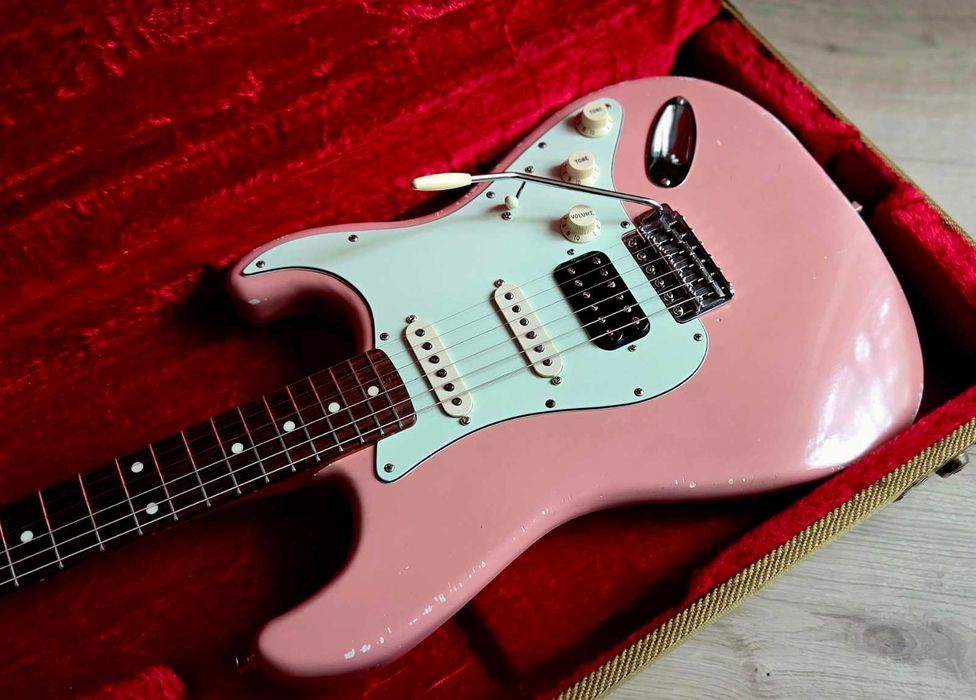 MJT BUZZ Yellowjacket Pink Shell Relic HSS Stratocaster!