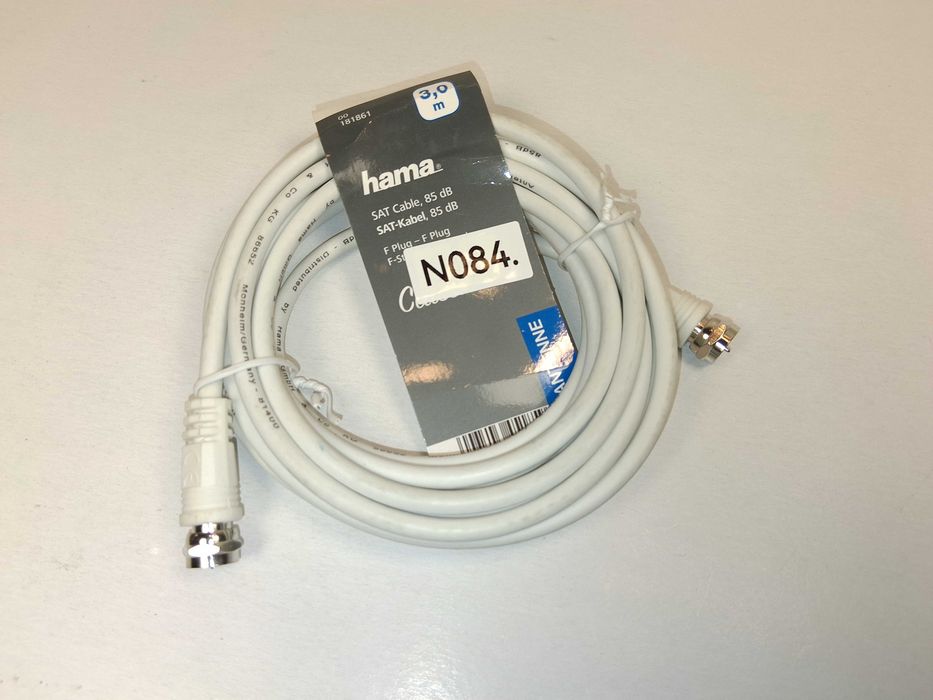 N084 Kabel Antenowy Satelitarny Hama SAT 3m 85dB Wtyk F Gold Klasa A ...