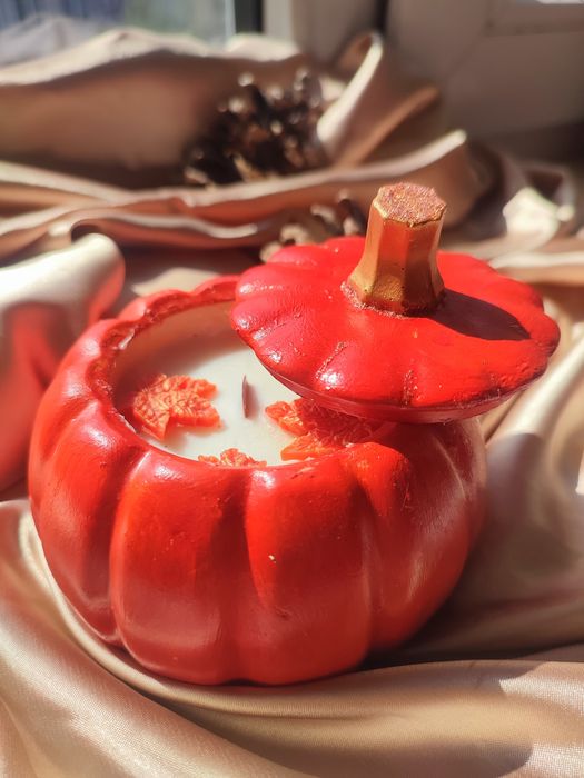 Свеча в кашпо ручной работы Тыква/Гарбуз