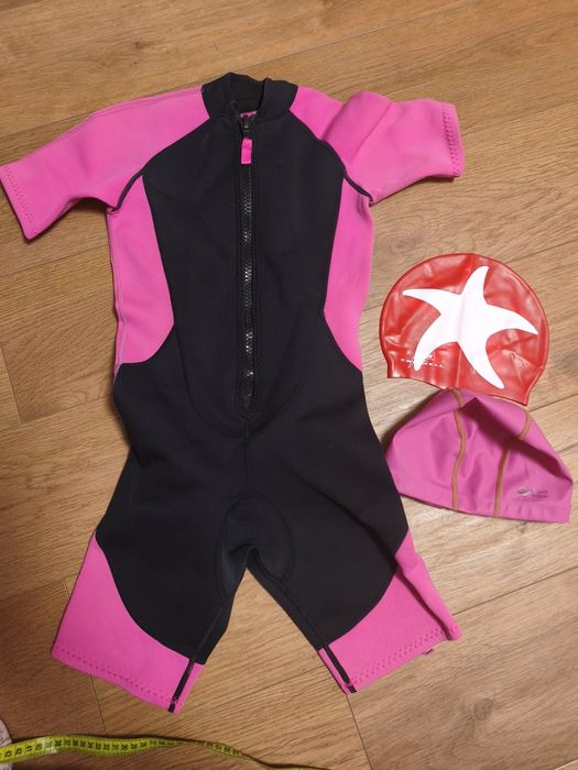 146/152 pianka do pływania dziewczynka kr.spodnie, czepek