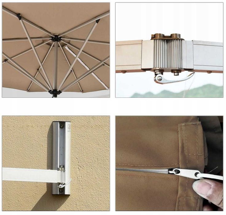 Parasol ogrodowy Ścienny 250 cm Regulowany na ramieniu markiza żagiel