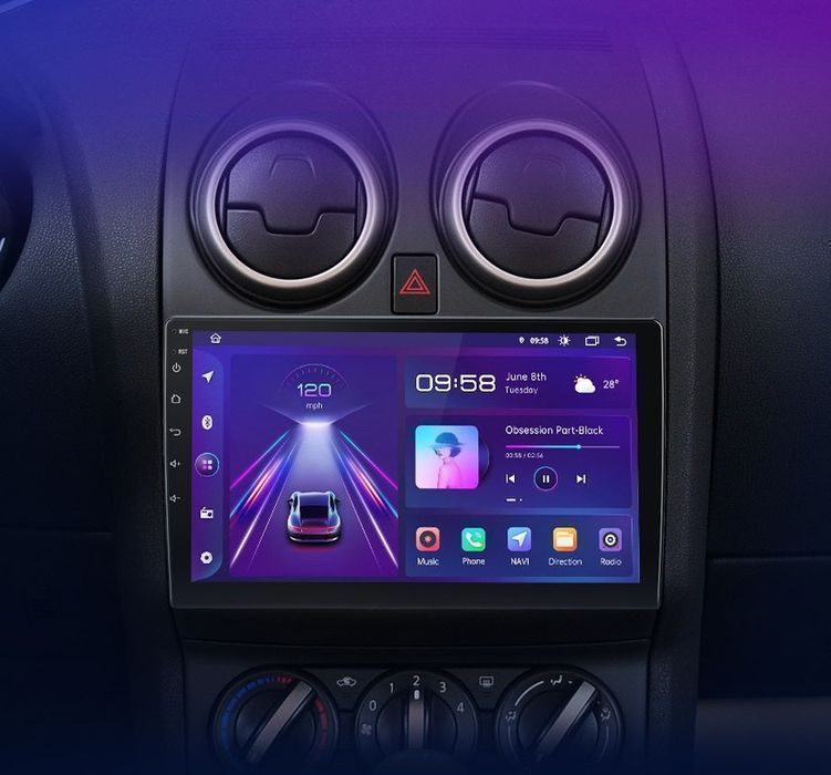 Nissan Qashqai J10 – Radio Android 15 9” CarPlay Android Auto 1GB/16GB GPS Nawigacja Stacja Multimedialna WiFi Bluetooth PL