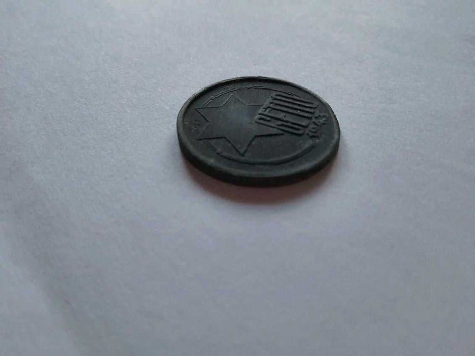 Getto w Łodzi 5 marek 1943 magnez 2/2 bardzo rzadki destrukt.Okazja.