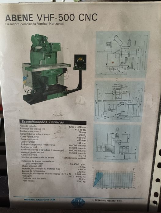 Fresadora CNC Abene VHF 40 CNC com comando Heidenhain