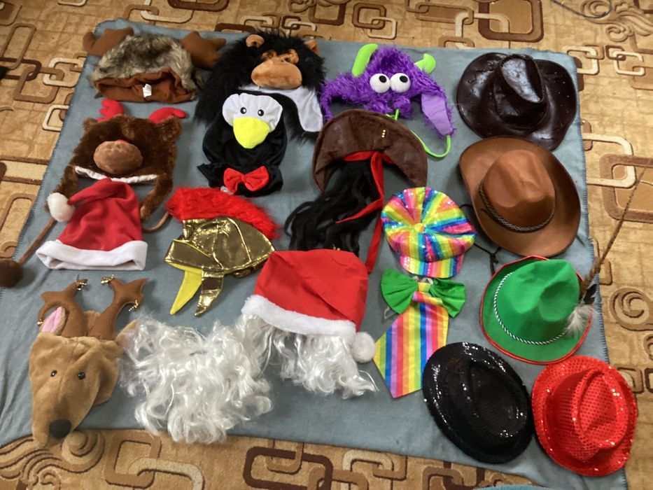 Шляпы карнавальные Пират Олень Ведьма Монстр, Санта Клоун Пингвин