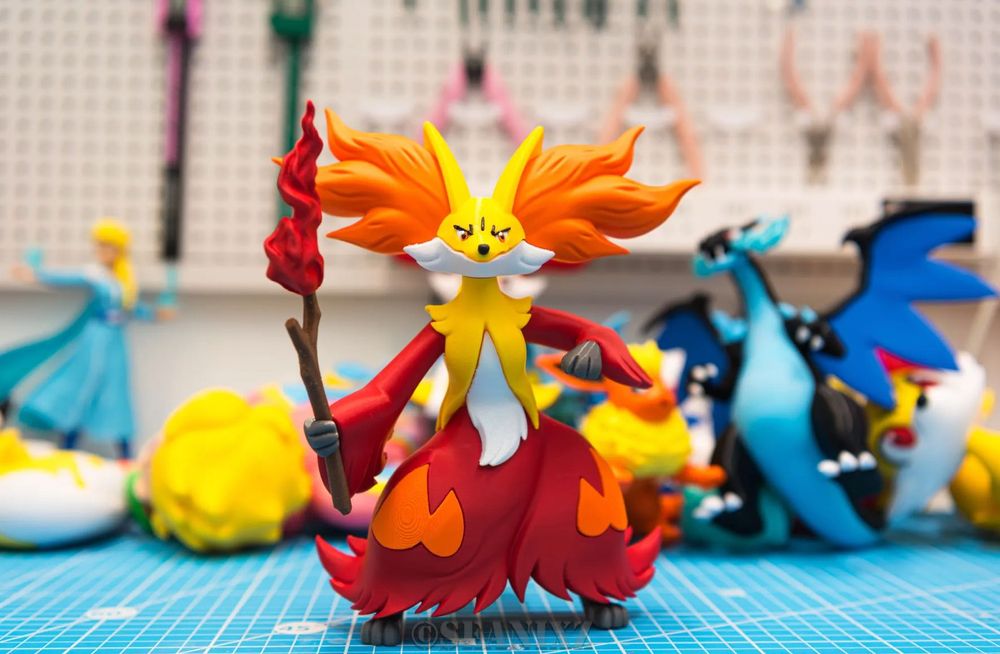 Delphox Pokémon 655 figurka z laską ognia