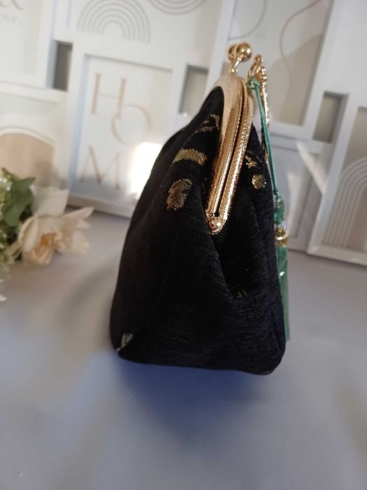 Torebka wieczorowa - Haftowany złoty ptak