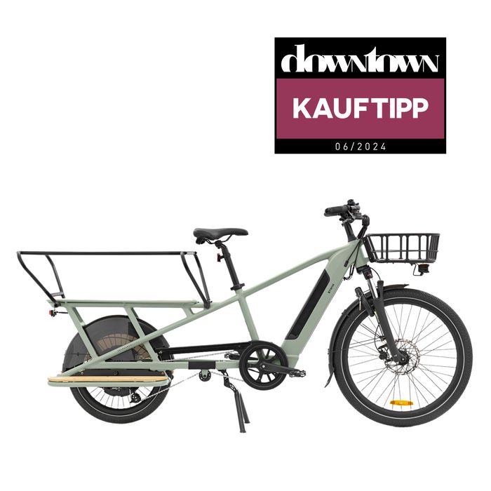 Bicicleta Elétrica Longtail R500E Carga Traseira Verde Claro