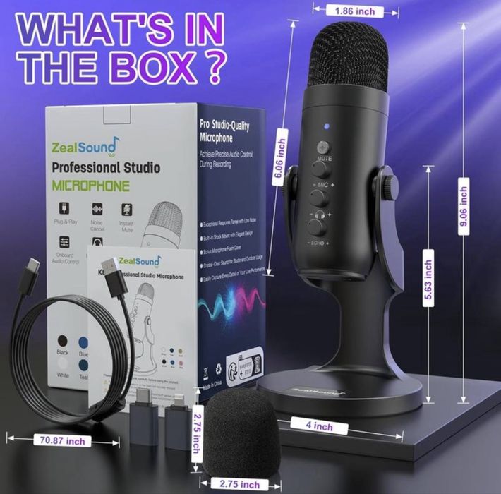 Mikrofon USB ZealSound Professional Studio Plug and Play