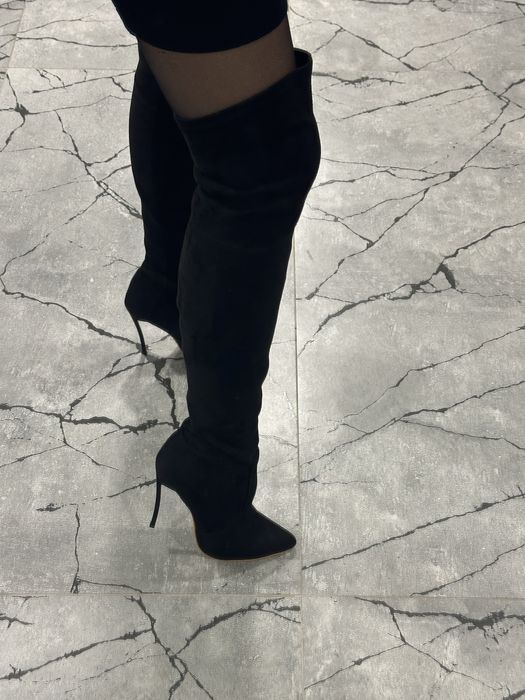 Ботфорти замшеві чорні