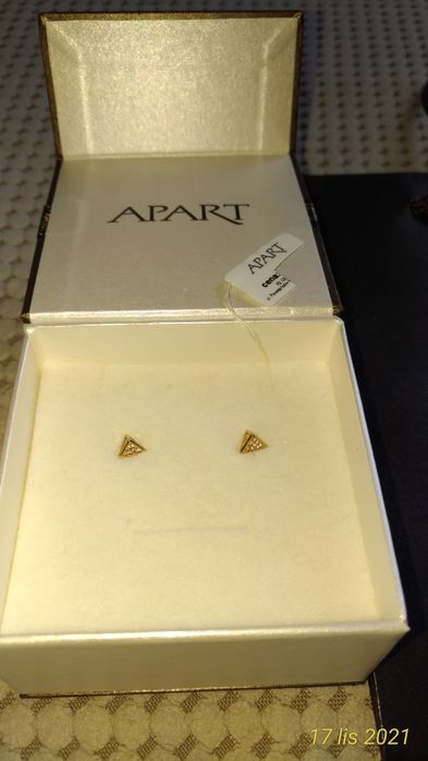 Złote kolczyki Apart trójkąty z cyrkoniami pr. 333
