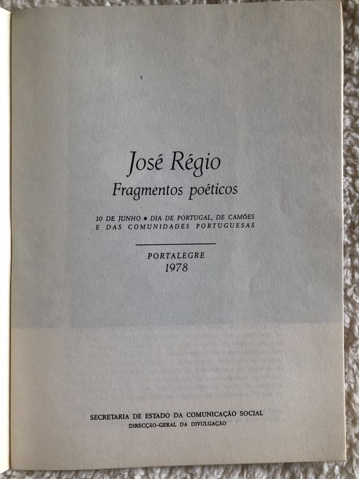 JOSÉ RÉGIO Uma Gota de Sangue Colheita da tarde Fragmentos poéticos