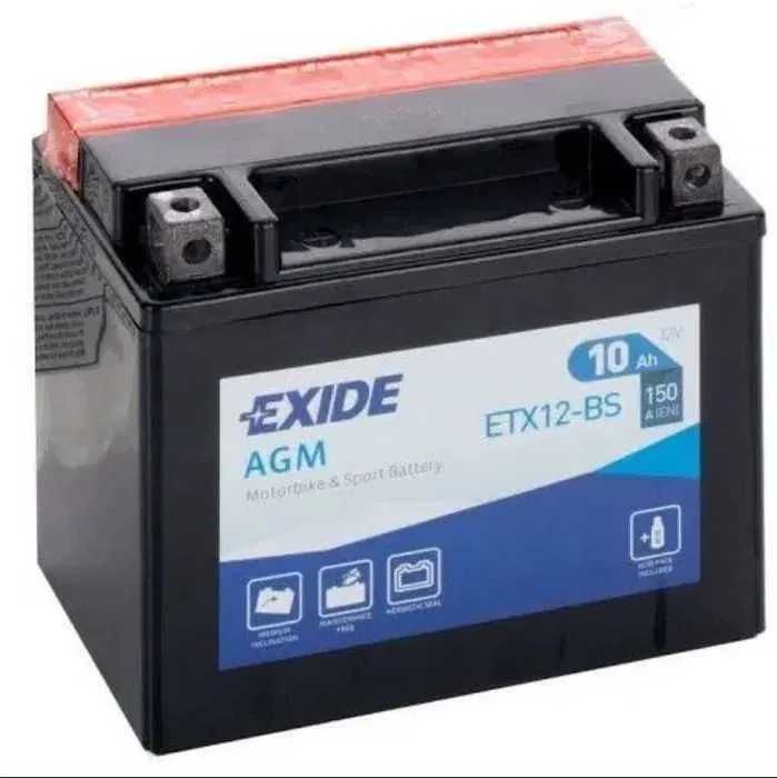 Akumulator motocyklowy EXIDE ETX12-BS YTX12-BS 12V 10Ah 150A EN L+