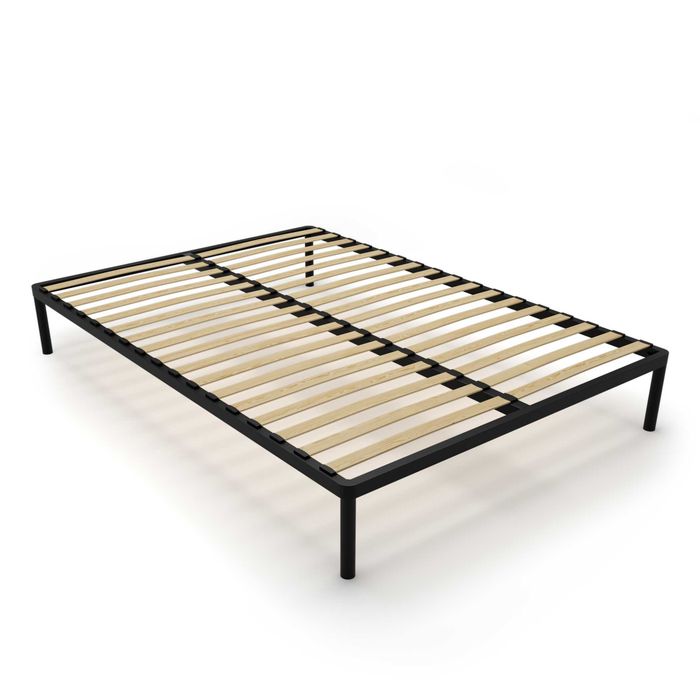 Stelaż Łóżka BED ALU 140x200 Metalowy Drewniane Listwy CZARNY