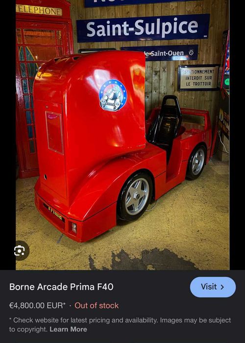 Vendo máquina Arcade Clássica Ferrari F40 – Anos 80/90 – Muito Rara!