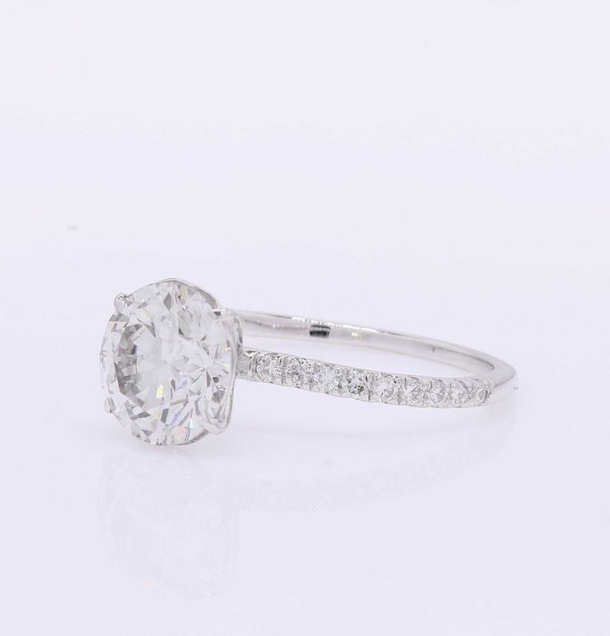 Anel de Diamante 2,30 ct em Ouro Branco 14K – Certificado HRD