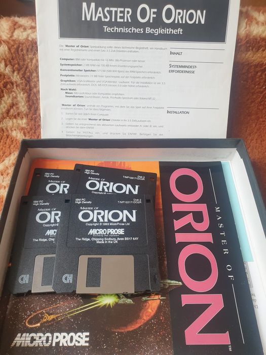 Компьютерная игра Master of Orion в коробке, дискеты
