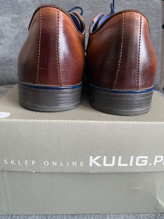 Brązowe półbuty wizytowe skórzane, polski producent, 42