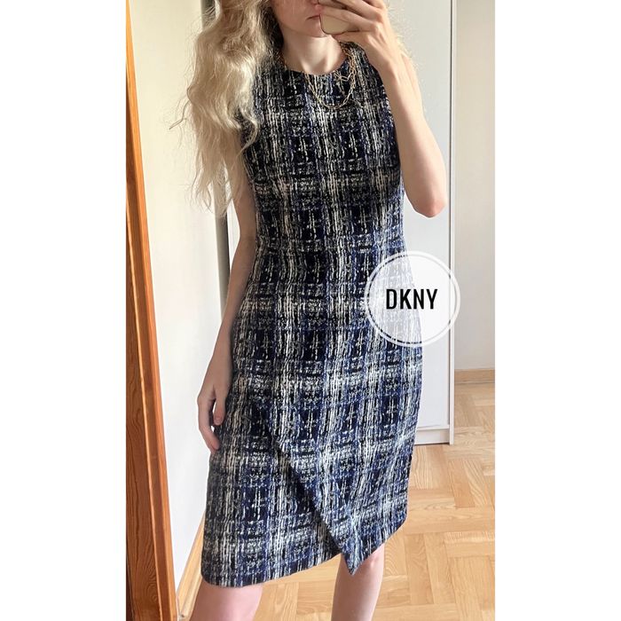 Sukienka na ramiączkach DKNY 8 niebieska donna karan