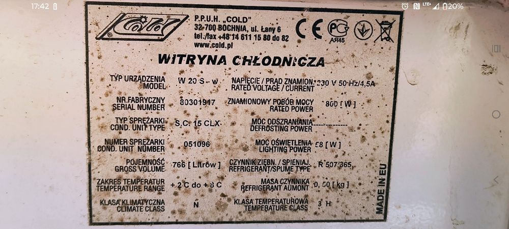 Witryna chłodnicza COLD W20 S-W