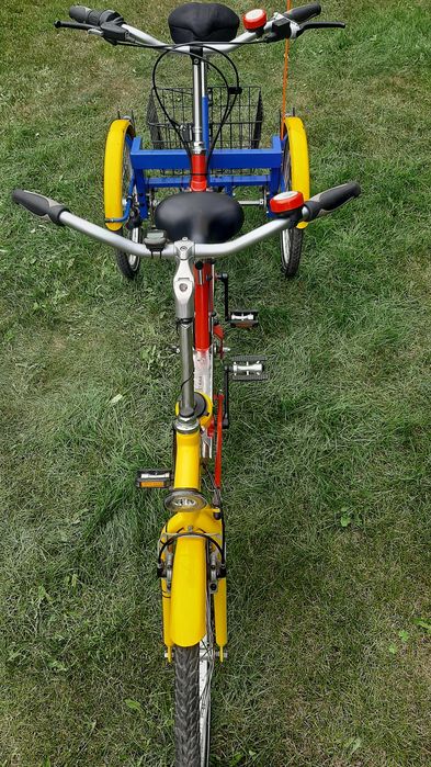 Rower tandem trzykołowy