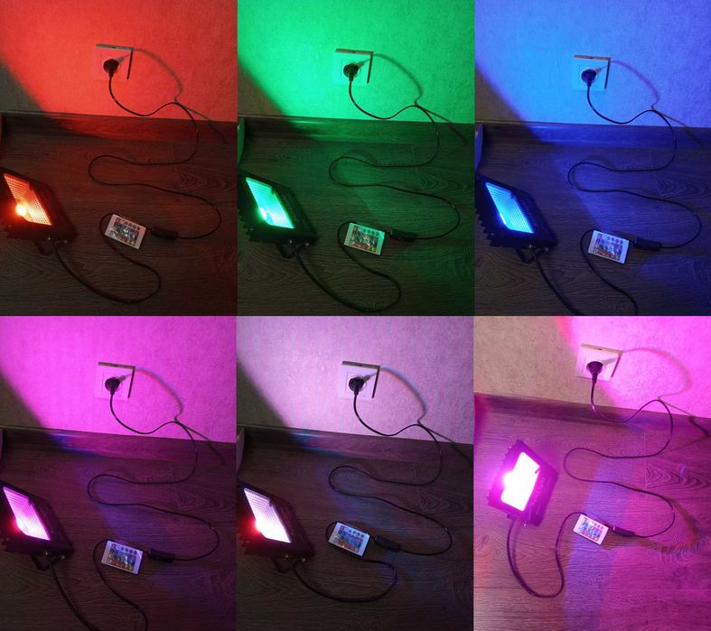 RGB лампа / проектор на 20w, з пультом, провід 2 метри