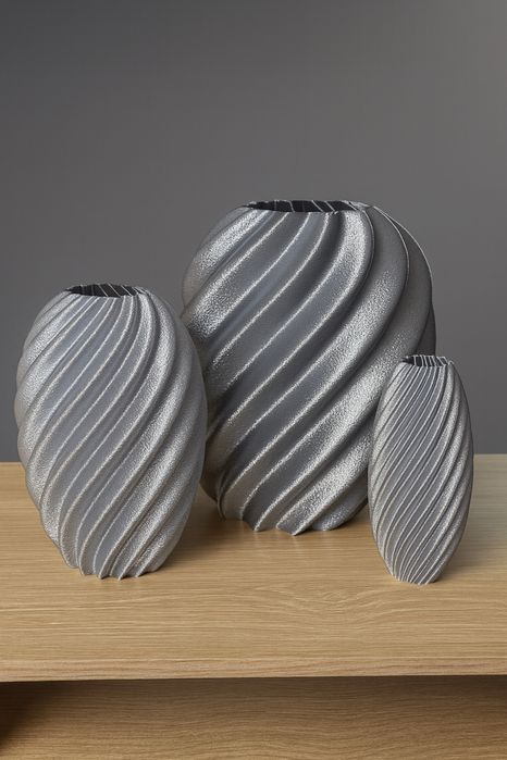 Zestaw wazonów w kolorze srebrnym dla domu i na prezent