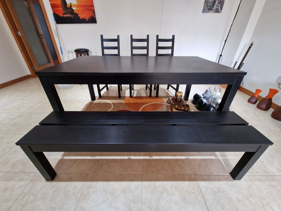 Mesa de jantar conjunto cadeiras e banco