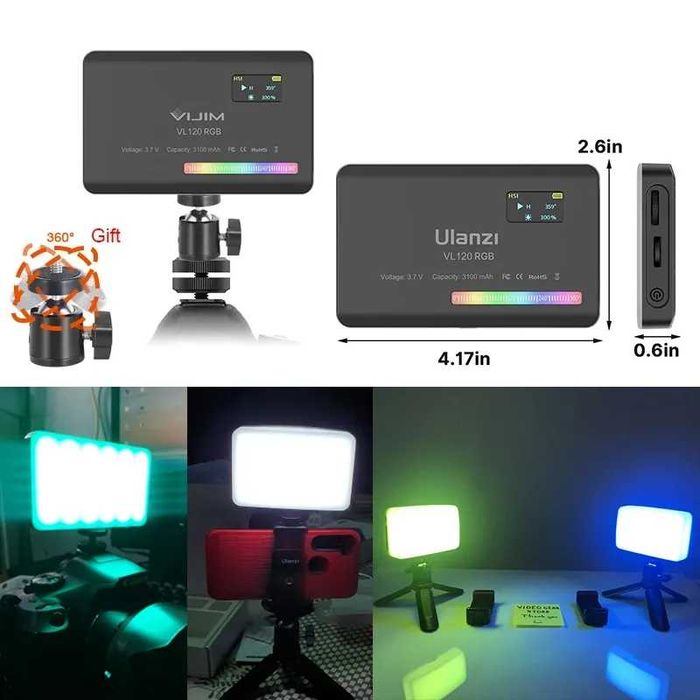 Lampa fotograficzna Ulanzi VL120 KOLOR CZARNY