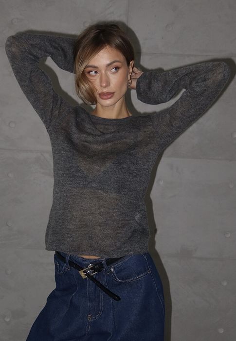 Сірий Лонгслів One by One Светр сірий one by one cher17 vloria