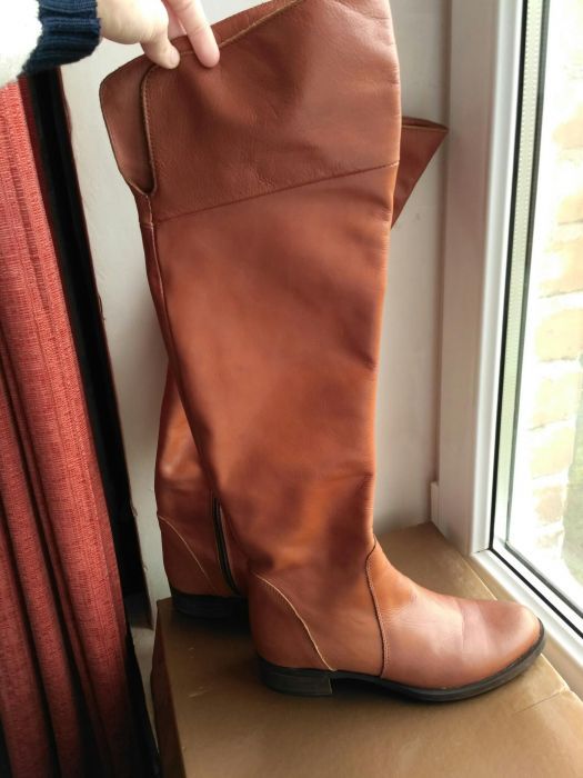 VIA ROMA кожа рыжие сапоги деми