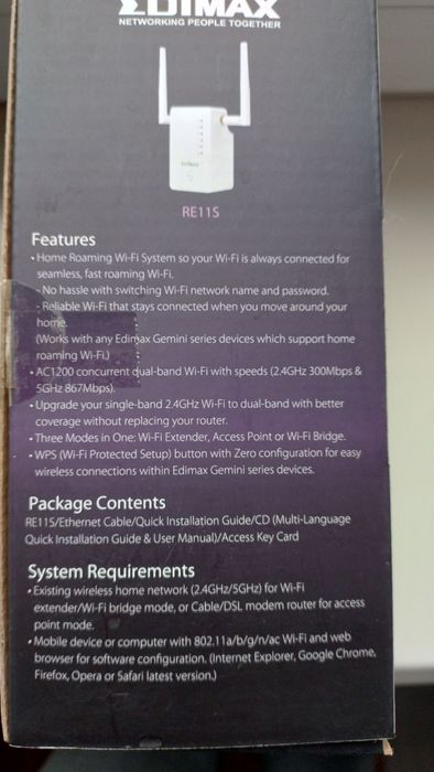 Точка доступу - Ретранслятор Edimax 11s (AC1200=2.4GHz 300Mbps +5GHz 8