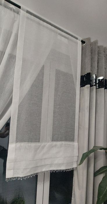 Firana gotowa biała roleta glamour