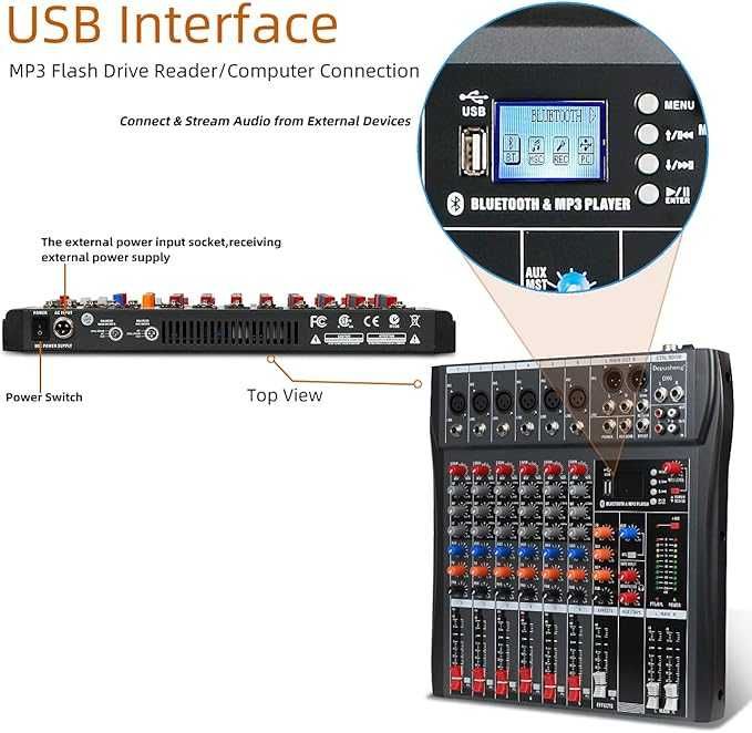 Mikser muzyczny 6 kanałowy profesjonalny nowy