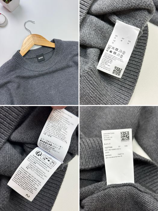 Свитер джемпер толстовка BOSS Hugo Boss Amador Mens Lambswool Crew Neck Sweater Gray Knit size M, L