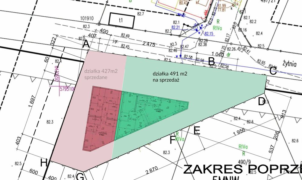 działka z pozwoleniem na budowę domu 97,20 m2 pow. parterówka Kamionki
