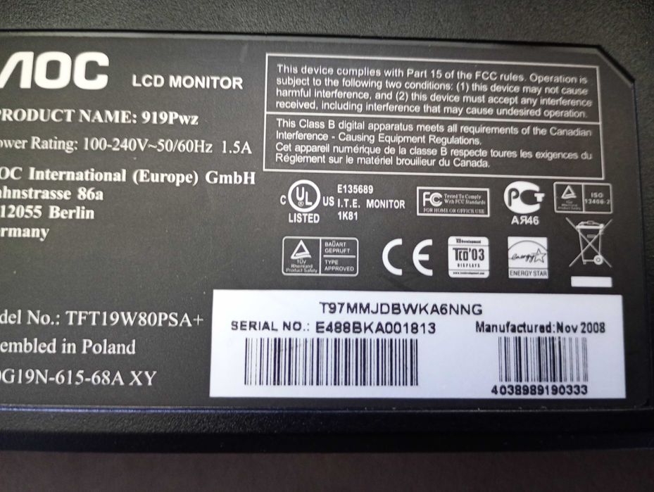 Monitor AOC 19"  2 sztuki