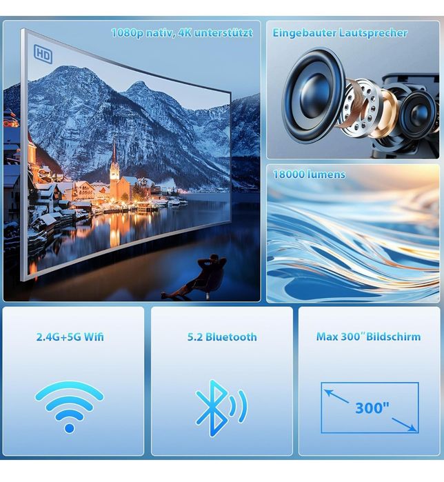 Projector Wielio

Entrada HDMI 
Com WiFi e bluetooth 
Para filmes, jog