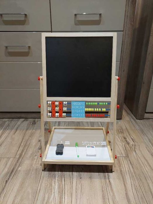 Mocna Dwustronna Tablica Kredowa Magnetyczna Dla Dzieci + Gratisy