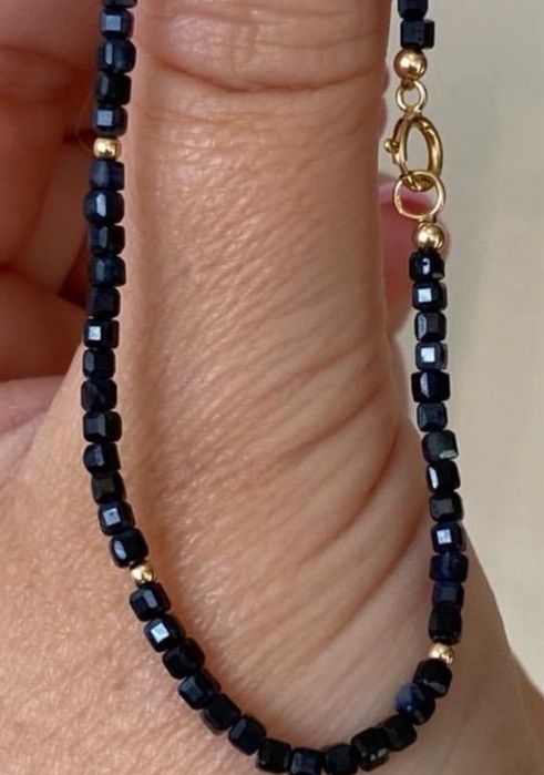 Bransoletka z ciemnego szafiru , Goldfilled 14k