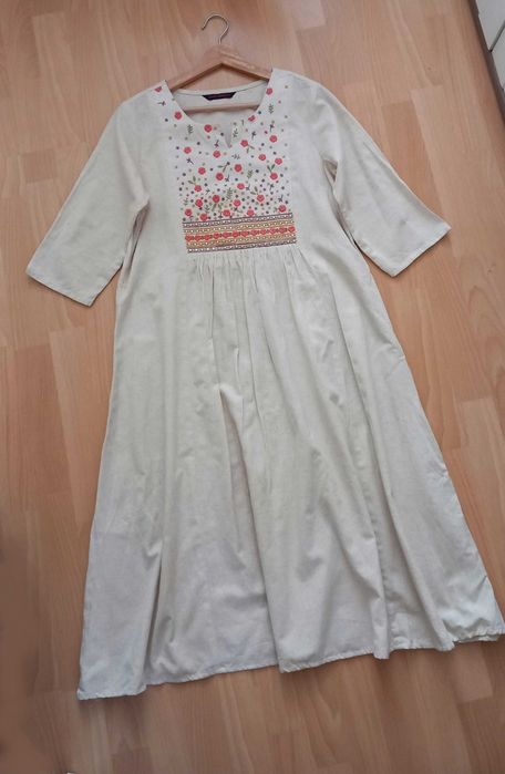 Rangmanch sukienka midi lniana indyjska haftowana boho etno 38
