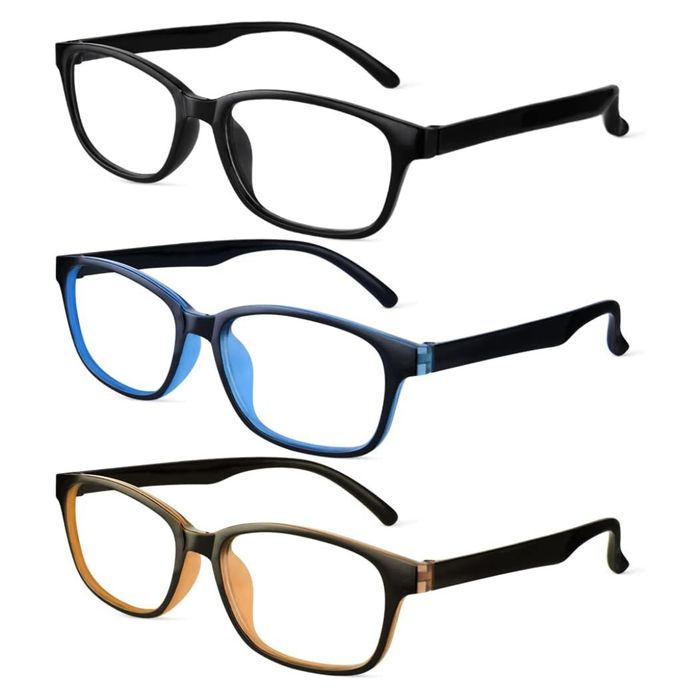 3 x Okulary Zerówki Blokujące Światło Do Komputera Unisex CZARNE