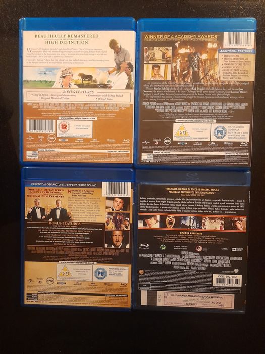 Bluray Out of Africa / The Sting / Spartacus / Laranja Mecanica
